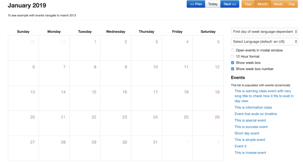 javascript calendar plugins: Bootstrap calendar screenshot