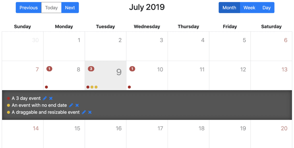 Angular Calendar screenshot