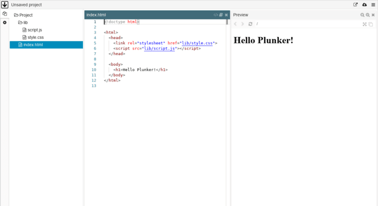 Plunker screenshot