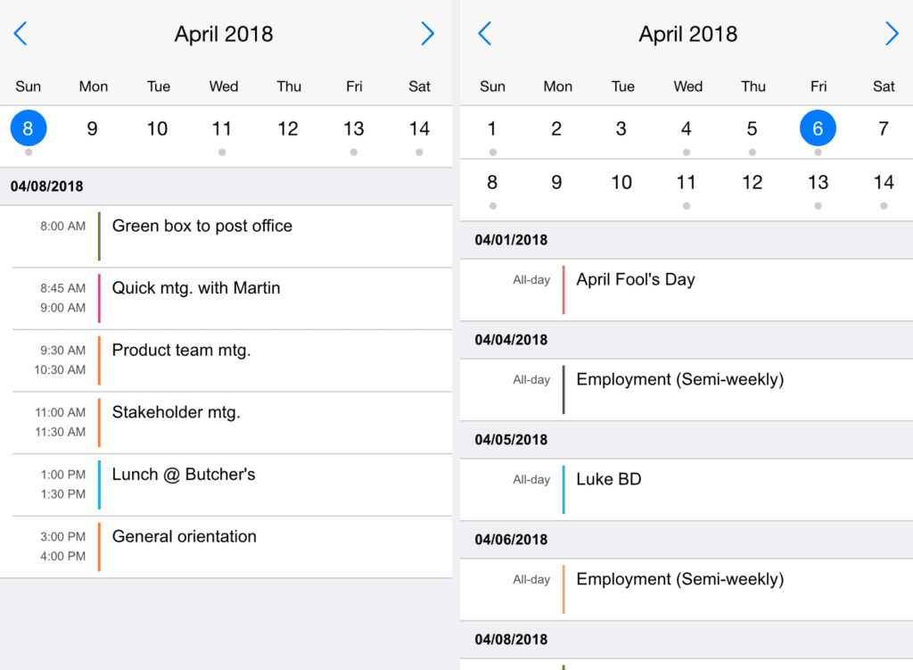 Mobiscroll responsive calendar screenshot