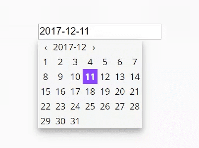 Example of text input date picker