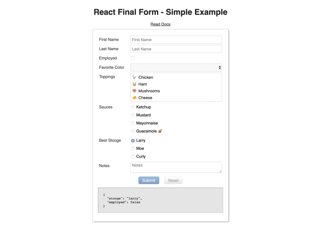 React Final Form screenshot