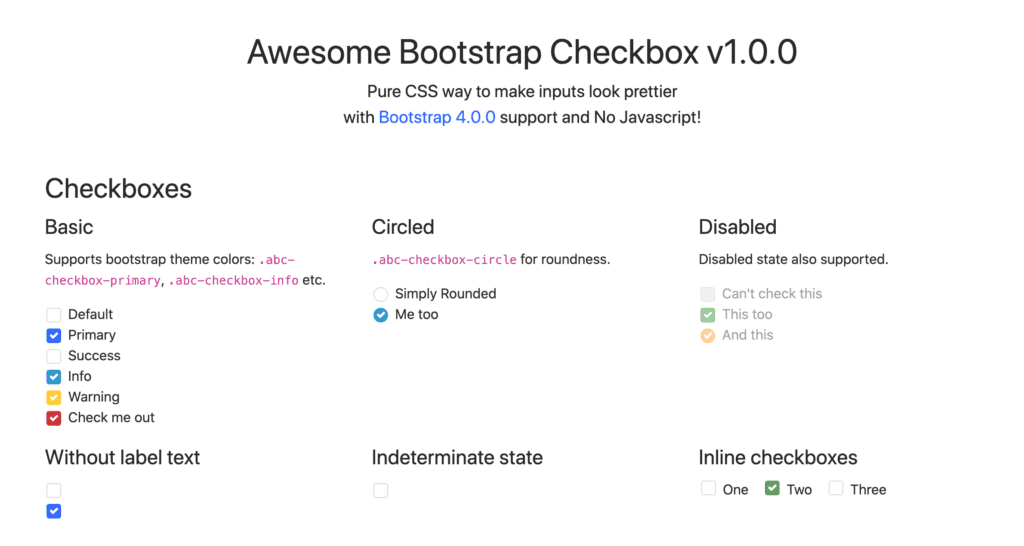 Awesome bootstrap checkbox screenshot