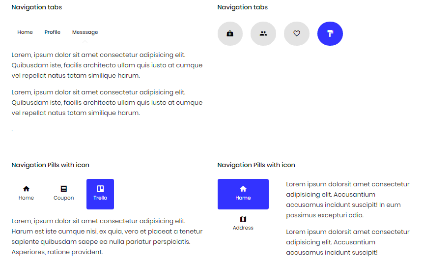 Nav tabs and pills Bootstrap 4 Components