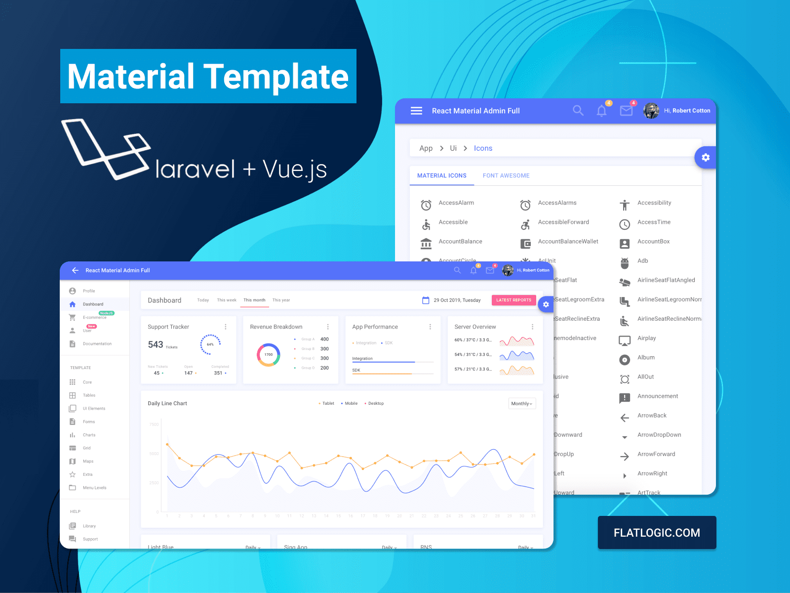 Vue Material Laravel Template is Released!