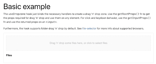 react dropzone