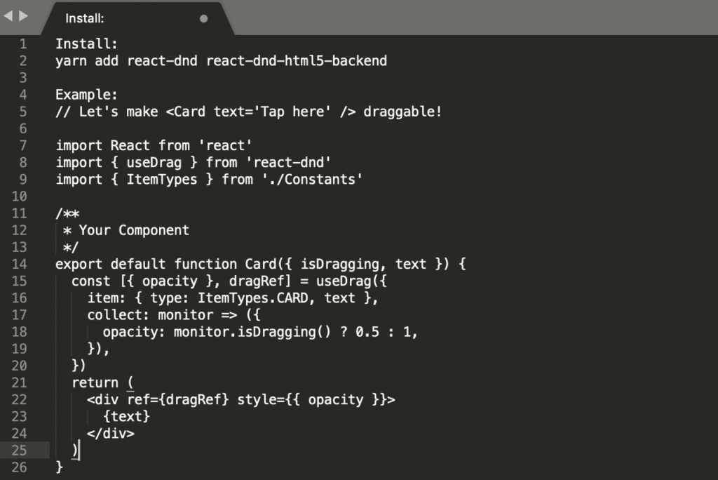 react drag and drop installation