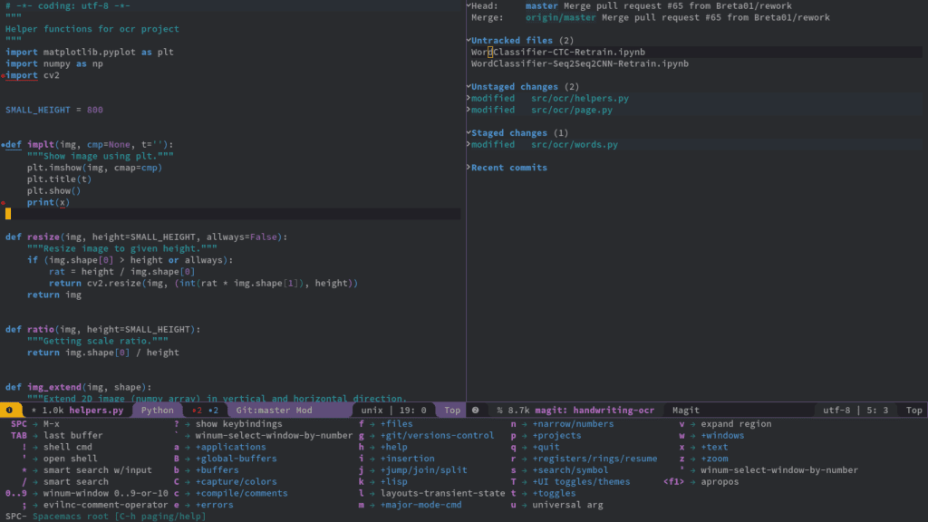 spacemacs editor screenshot