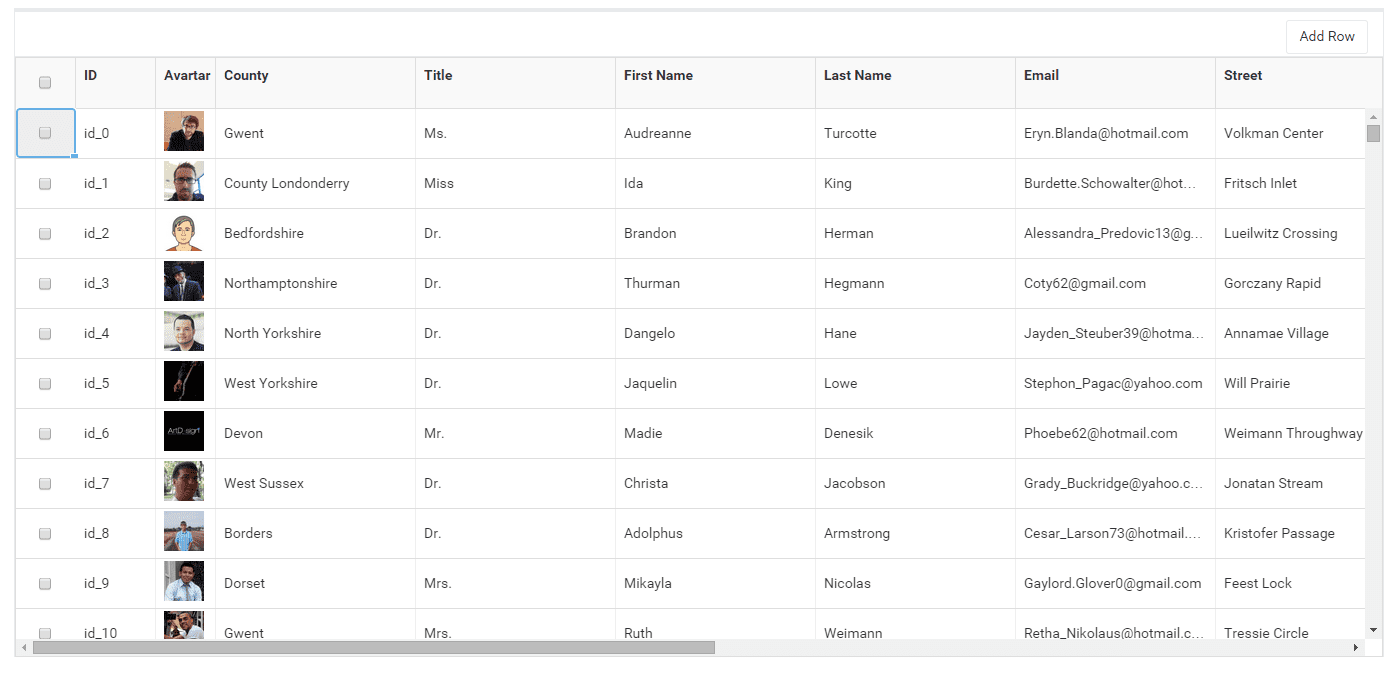 React Datagrid screenshot