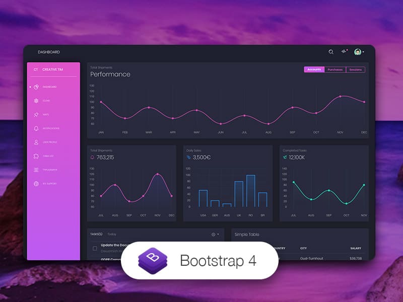 Black bootstrap dashboard template free