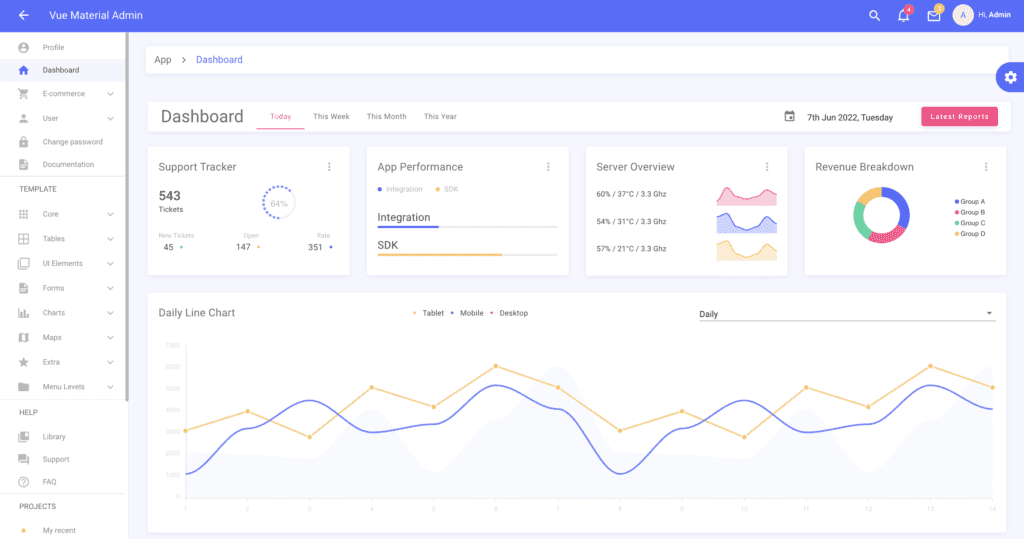 vue material template